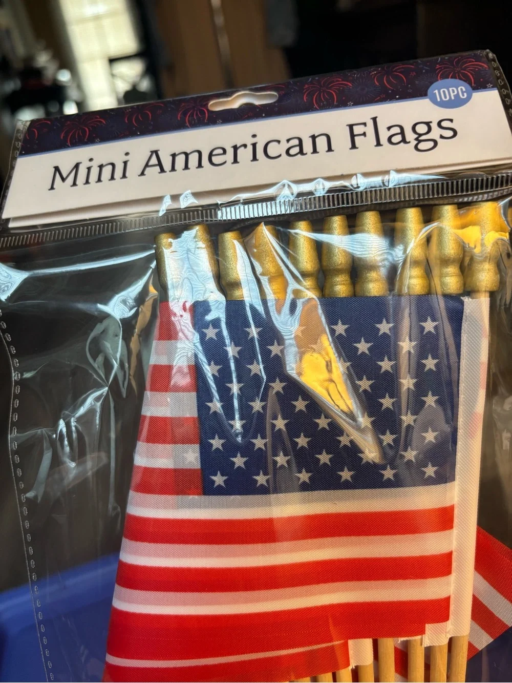 10 New Mini American Flags Pack - Red, White & Blue